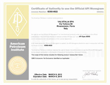 valvitalia certificado API spec 6DSS